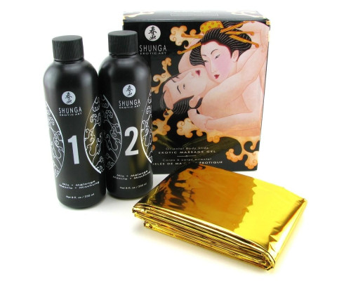 Гель для NURU-масажу Shunga Oriental Body-to-Body – Melon Mango (2 x 225 мл) плюс простирадло