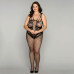 Сітчастий бодістокінг JSY «Ніжна Люсі» Plus Size, black, імітація боді, імітація шнурівки