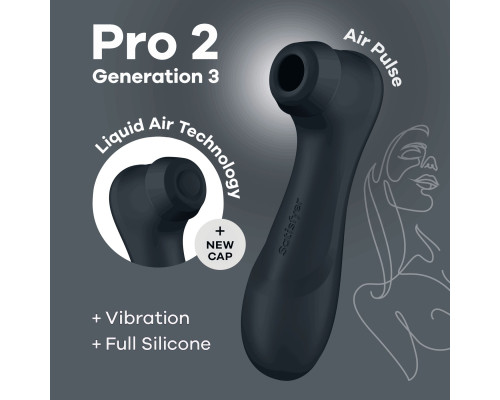 Вакуумний кліторальний стимулятор Satisfyer Pro 2 Generation 3 with Liquid Air Dark Grey