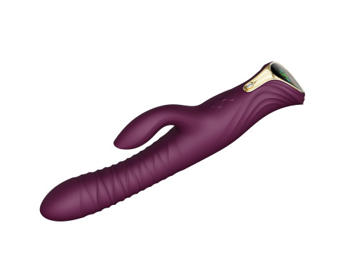 Пульсатор-кролик з вібрацією Zalo Mose Velvet Purple, нагрівання до 42°, кристал Swarovski