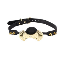 Розкішний силіконовий кляп Zalo Silicone Ball Gag Black, кристал Swarovski, шкіряний ремінець