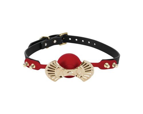 Розкішний силіконовий кляп Zalo Silicone Ball Gag Red, кристал Swarovski, шкіряний ремінець