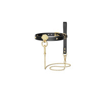 Розкішний нашийник з повідцем Zalo Collar & Leash Set Black, натуральна шкіра