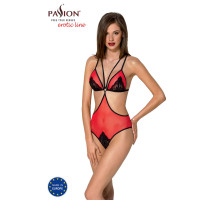 Напівпрозоре боді з мереживом Passion PEONIA BODY L/XL red