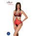 Напівпрозоре боді з мереживом Passion PEONIA BODY XXL/XXXL red