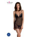 Сорочка Passion DELIENA CHEMISE XXL/XXXL black, стрінги із заниженою талією