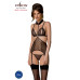 Корсет з відкритими грудьми Passion DOMINICA CORSET S/M black, пажі для панчіх, стрінги