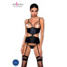 Корсет з відкритими грудьми Passion JANNIES CORSET XXL/XXXL black, стрінги в наборі