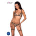 Еротичний комплект спідньої білизни Passion GABI SET L/XL beige, трусики з гартерами