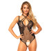 Тедді з відкритим доступом Leg Avenue Net lace crotchless teddy One size Black, шнурівка на спині