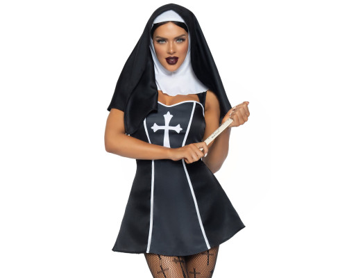 Костюм черниці Leg Avenue Naughty Nun M, сукня, головний убір