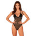 Прозоре боді Obsessive Selinne teddy XS/S Black, дрібна сітка, подвійні бретелі