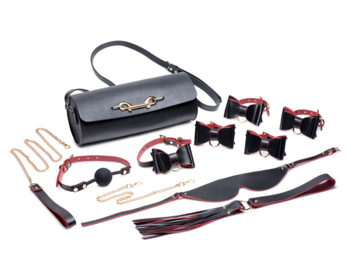 Набір БДСМ з дорожньою сумкою Master Series: Bow — Luxury BDSM Set With Travel Bag, 11 предметів