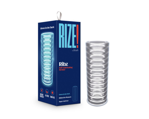 Мастурбатор Blush Rize – Ribz Glow in the Dark Masturbator – Clear, нейтральний, світиться в темряві