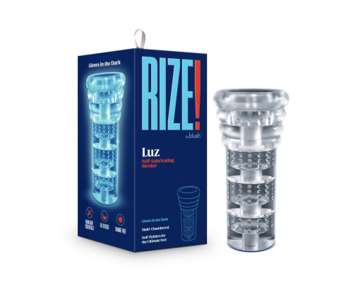 Мастурбатор Blush Rize – Luz Glow in the Dark Masturbator – Clear, всмоктування, світиться в темряві