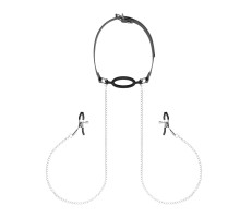 Затискачі з кляпом для сосків  Bedroom Fantasies: Nipple Clamps & Silicone Gag Ring