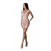 Мінісукня з вертикальним візерунком Passion BS097 One Size, white, плетіння з боків