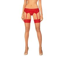 Панчохи Obsessive Ingridia stockings XS/S, бежеві з червоною резинкою