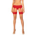 Панчохи Obsessive Ingridia stockings XL/2XL, бежеві з червоною резинкою