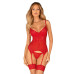 Комплект корсет та стрінги Obsessive Ingridia corset & thong XL/2XL, червоний