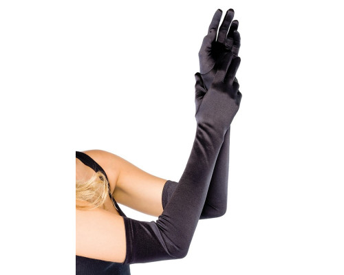 Довгі атласні рукавички Leg Avenue Extra Long Satin Gloves, One Size, чорні