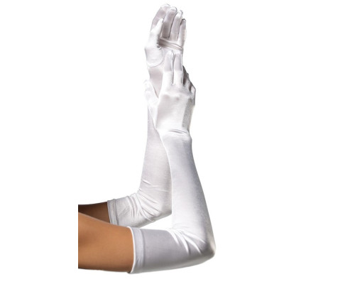 Довгі атласні рукавички Leg Avenue Extra Long Satin Gloves, One Size, білі