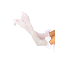 Довгі рукавички з бантом Leg Avenue Opera length bow top gloves White, напівпрозорі