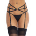 Пояс для панчіх зі стреп Leg Avenue Strappy Rhinestone Garterbelt Black One Size, стрази