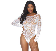 Еротичне боді-бодістокінг Leg Avenue Snap crotch thong back teddy White M/L