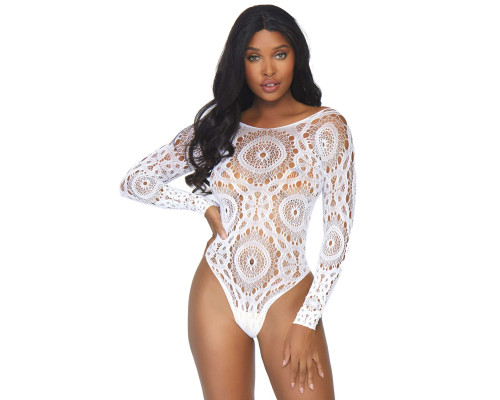 Еротичне боді-бодістокінг Leg Avenue Snap crotch thong back teddy White M/L