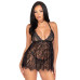 Сорочка бебі-дол Leg Avenue Floral lace babydoll & string Black S, стрінги