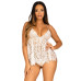 Сорочка бебі-дол Leg Avenue Floral lace babydoll & string White M, стрінги