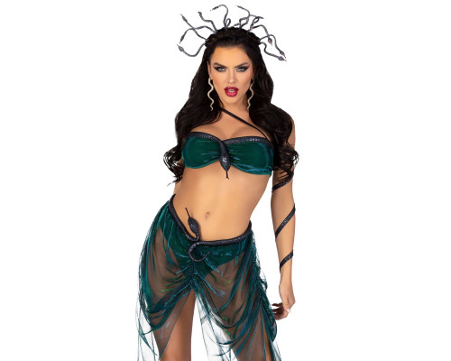 Еротичний костюм Медузи Горгони Leg Avenue Medusa Costume L, топ, спідниця, нарукавники, прикраси