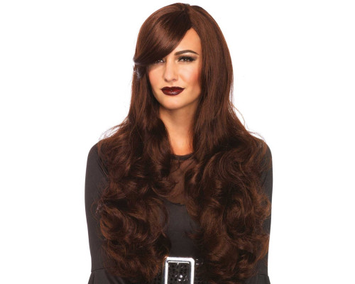 Хвиляста перука з косим чубчиком Leg Avenue Long Wavy Wig 68 см, коричнева
