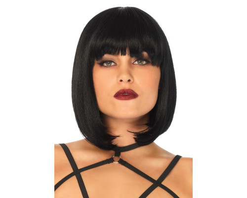 Коротка перука каре з чубчиком Leg Avenue Short natural bob wig, чорна