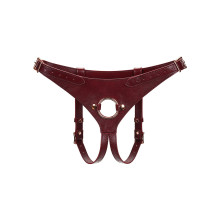 Шкіряні трусики для страпона Liebe Seele Wine Red Strap on Harness, універсальний розмір