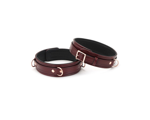 Фіксатори для стегон Liebe Seele Wine Red Thigh Cuffs L Size, натуральна шкіра