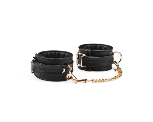 Наручники з ланцюжком Liebe Seele Black Organosilicon Wrist Cuff, екошкіра