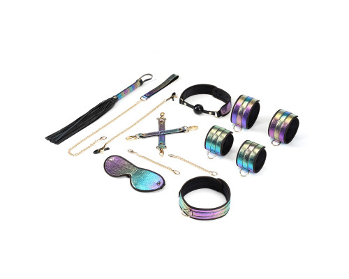 БДСМ-набір Liebe Seele Vivid Rainbow 8 Pieces Set, 8 аксесуарів, екошкіра на оксамитовій основі