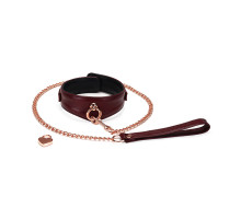 Шкіряний нашийник з повідцем Liebe Seele Wine Red Curved Collar, замок-сердечко