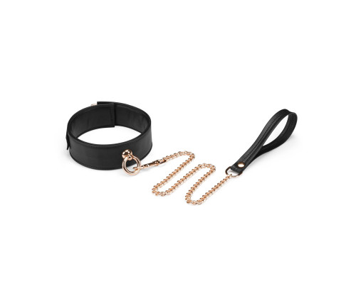 Нашийник з повідцем Liebe Seele Black Organosilicon Collar with Leash, екошкіра