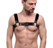 Чоловіча портупея на груди з натуральної шкіри Feral Feelings - Bulldog Harness Black