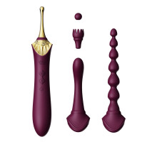 Мультифункціональний вібратор Zalo — Bess 2 Velvet Purple, 4 насадки, підігрів