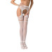 Сітчасті колготки-бодістокінги Passion S013 One Size, White, імітація панчіх та пояса з гартерами