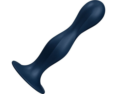 Дилдо Satisfyer Double Ball-R Dark Blue, унісекс, рухомі кульки всередині, на присосці