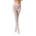 Сітчасті колготки з відкритим доступом Passion S015 One Size, White, імітація панчіх і трусиків
