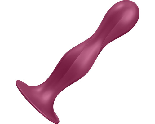 Дилдо Satisfyer Double Ball-R Red, унісекс, рухомі кульки всередині, на присосці