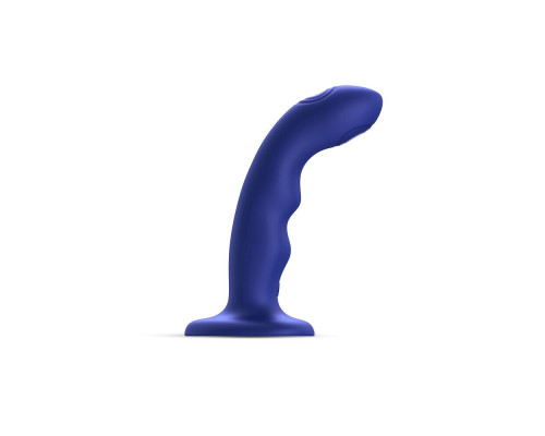 Насадка для страпона з подвійною точковою пульсацією Strap-On-Me TAPPING DILDO WAVE – NIGHT BLUE, М