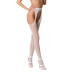 Сітчасті панчохи-стокінги Passion S018 One Size, White, імітація пояса, сітка з вертикальними смужка