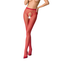 Сітчасті колготки-бодістокінги Passion S019 One Size, Red, імітація трусиків, відкритий доступ